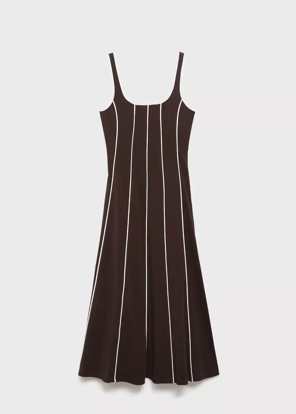 BROWN Striped cotton dress, , large image number 8