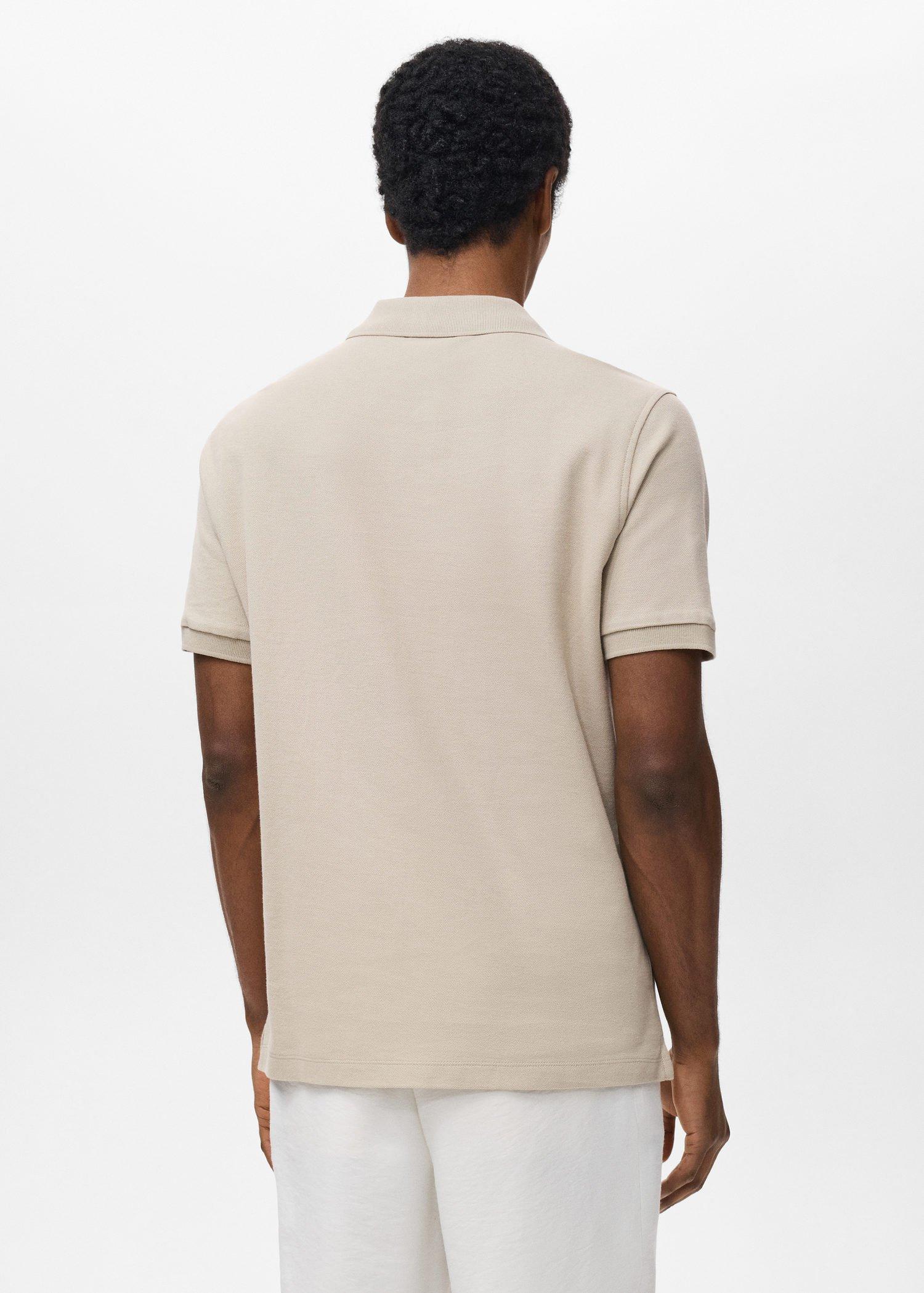 Beige Regular-Fit Cotton Piqué Polo Shirt, , large image number 1