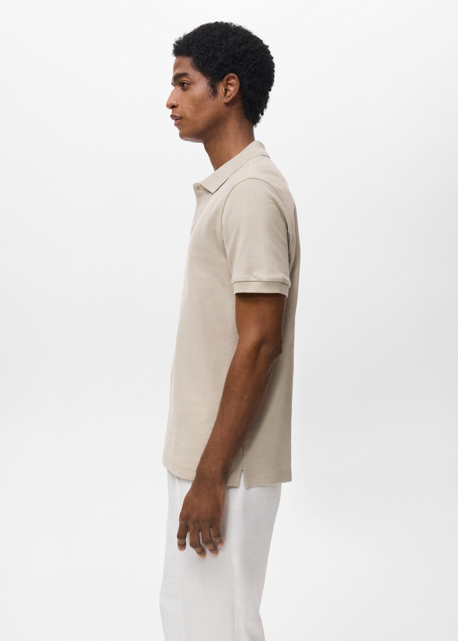 Beige Regular-Fit Cotton Piqué Polo Shirt, , large image number 2
