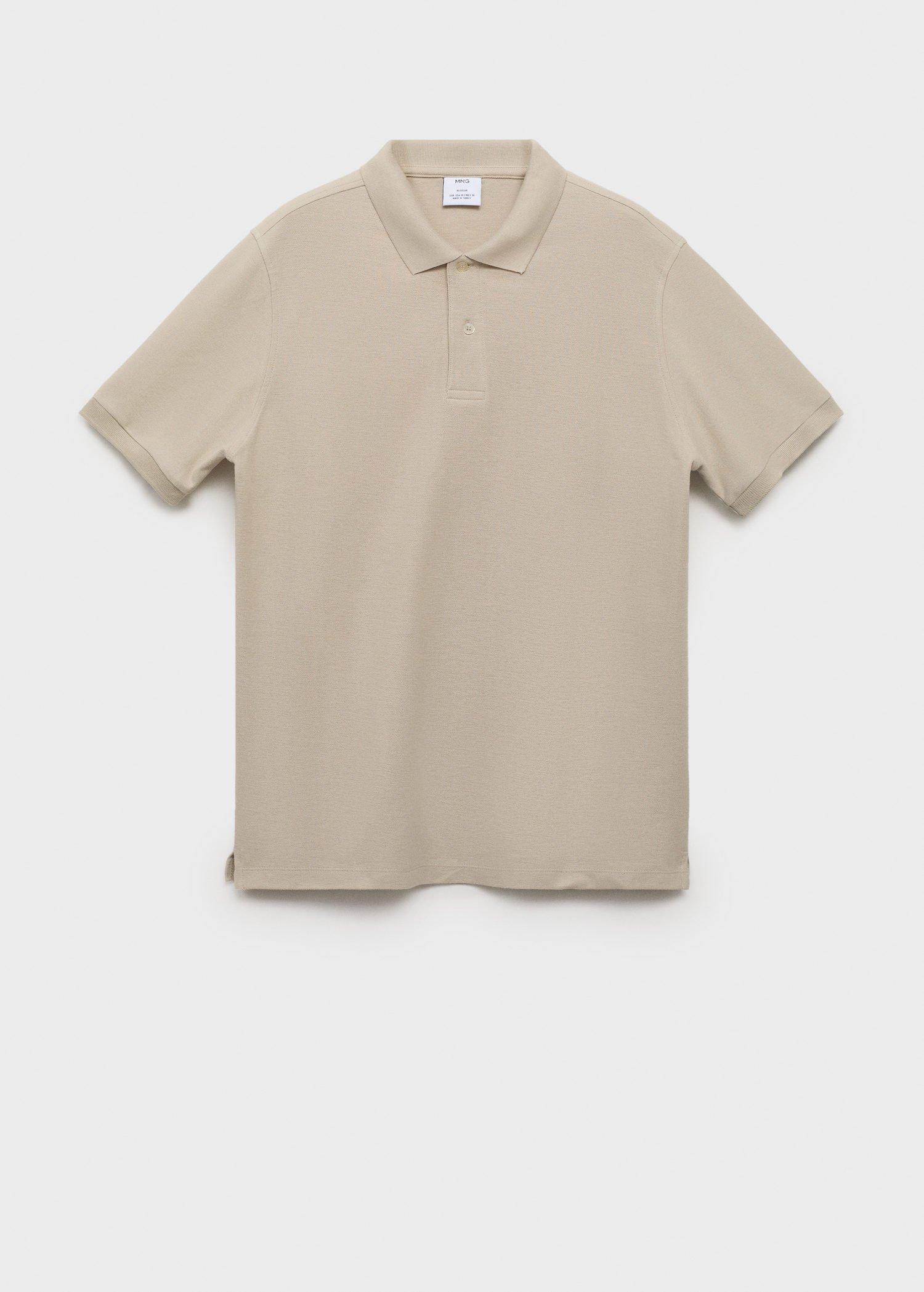 Beige Regular-Fit Cotton Piqué Polo Shirt, , large image number 4