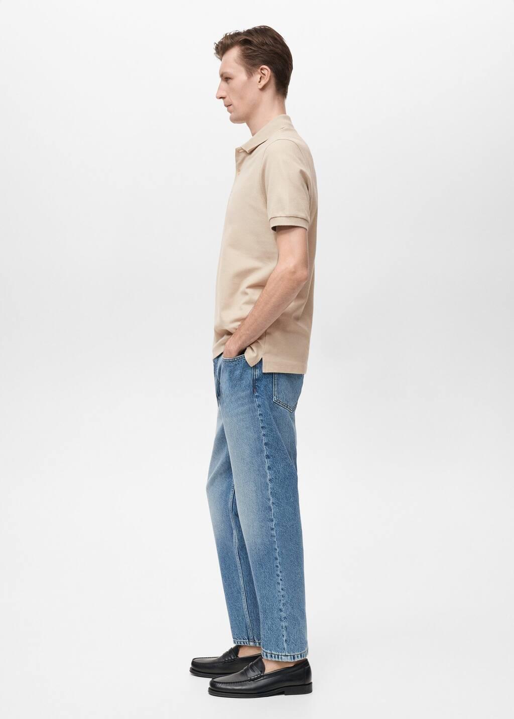 Beige Regular-Fit Cotton Piqué Polo Shirt, Light Beige, medium