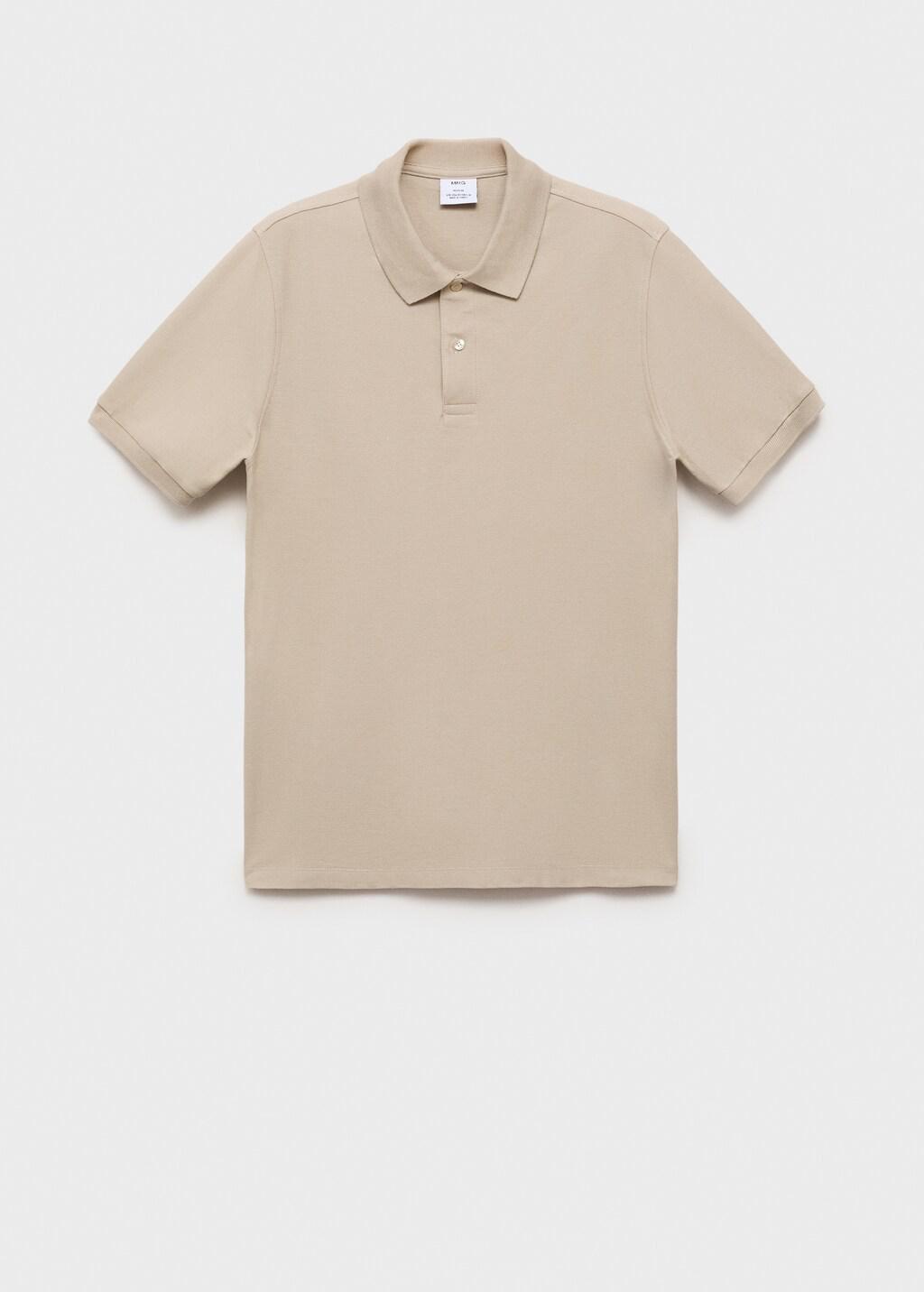 Beige Regular-Fit Cotton Piqué Polo Shirt, Light Beige, large image number 11