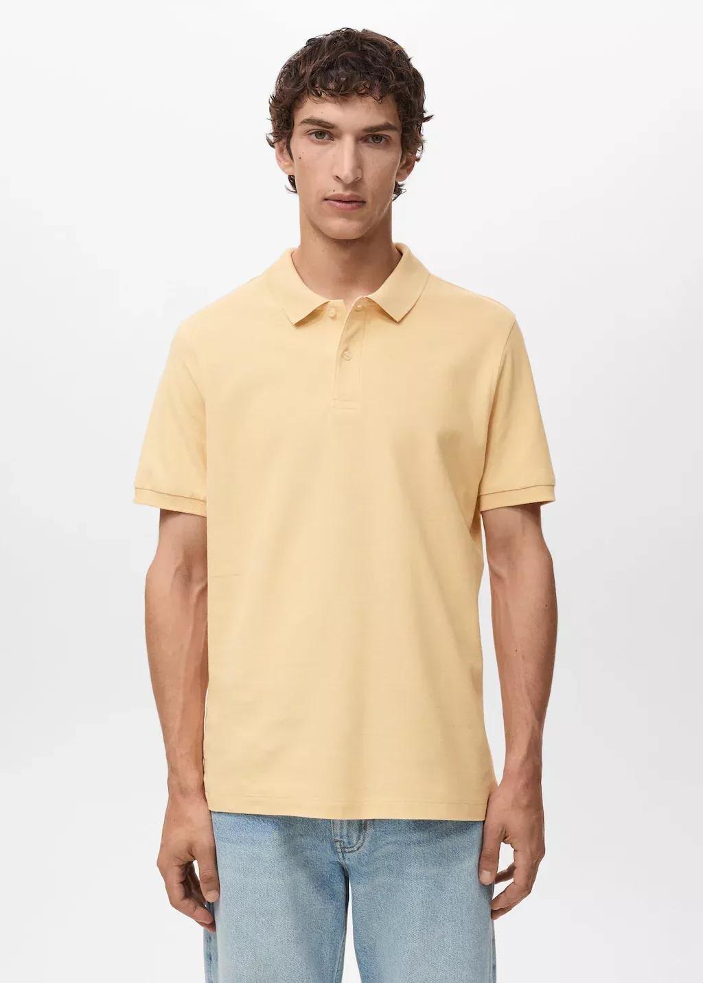 Yellow Regular-Fit Cotton Pique Polo Shirt, , large image number 1