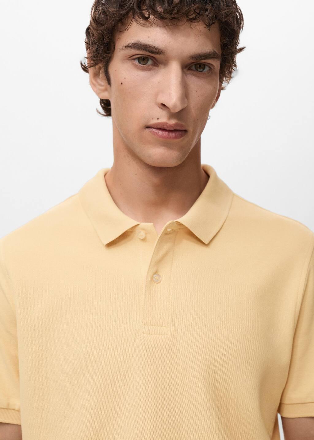 Yellow Regular-Fit Cotton Pique Polo Shirt, , large image number 2