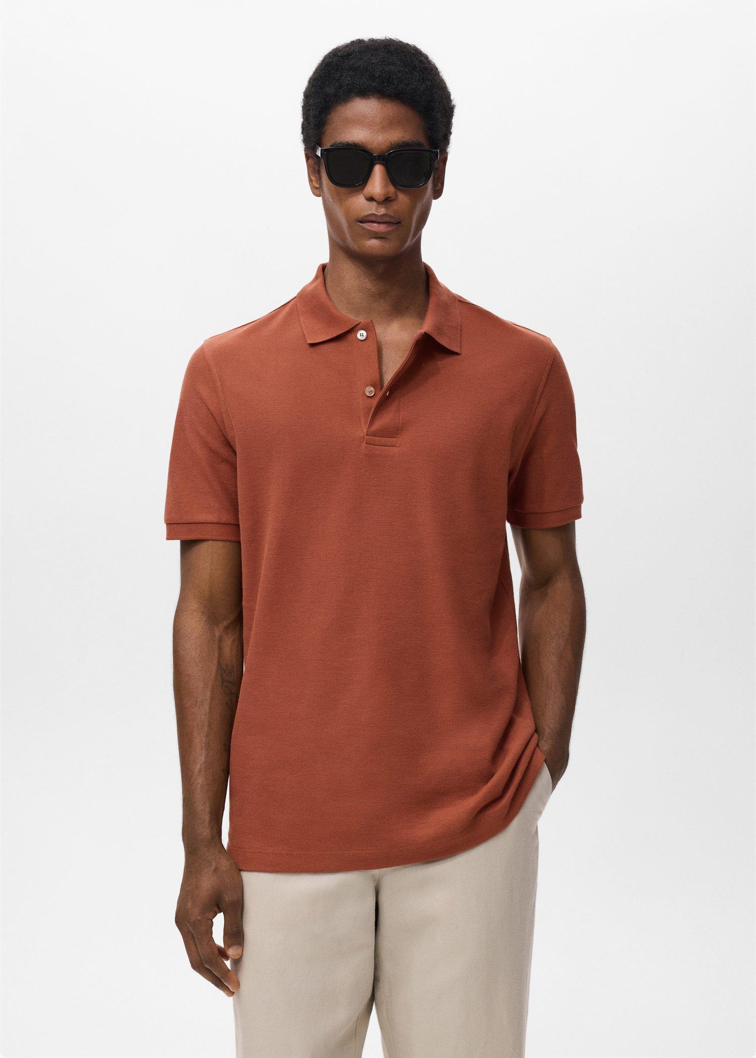 Orange Regular-Fit Cotton Pique Polo Shirt, , large image number 0