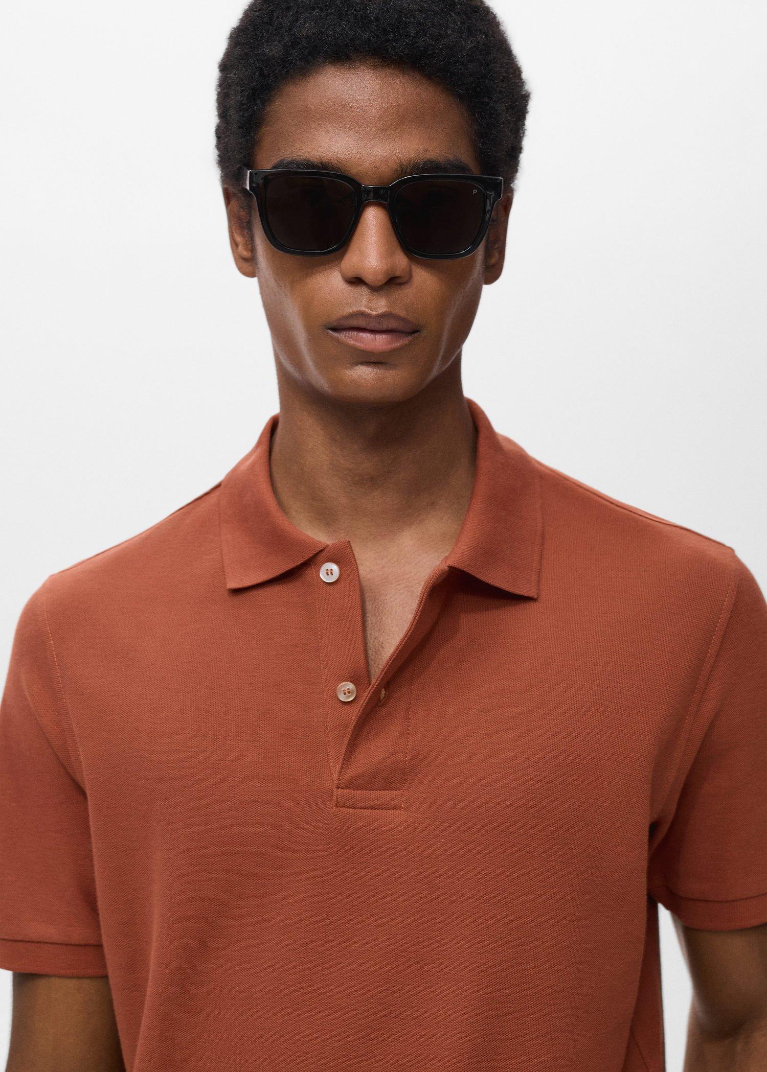 Orange Regular-Fit Cotton Pique Polo Shirt, , large image number 1