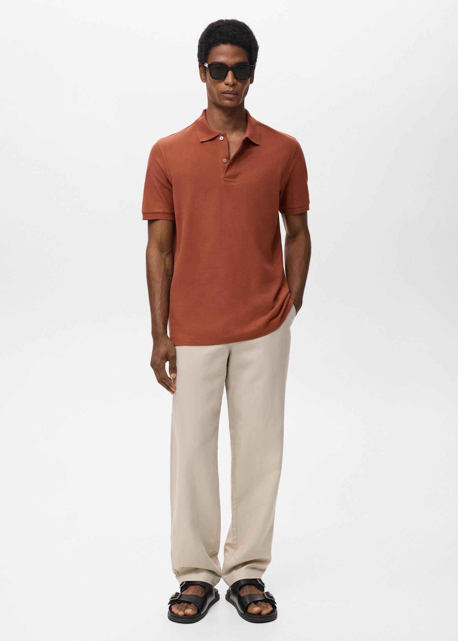 Orange Regular-Fit Cotton Pique Polo Shirt, , large image number 4