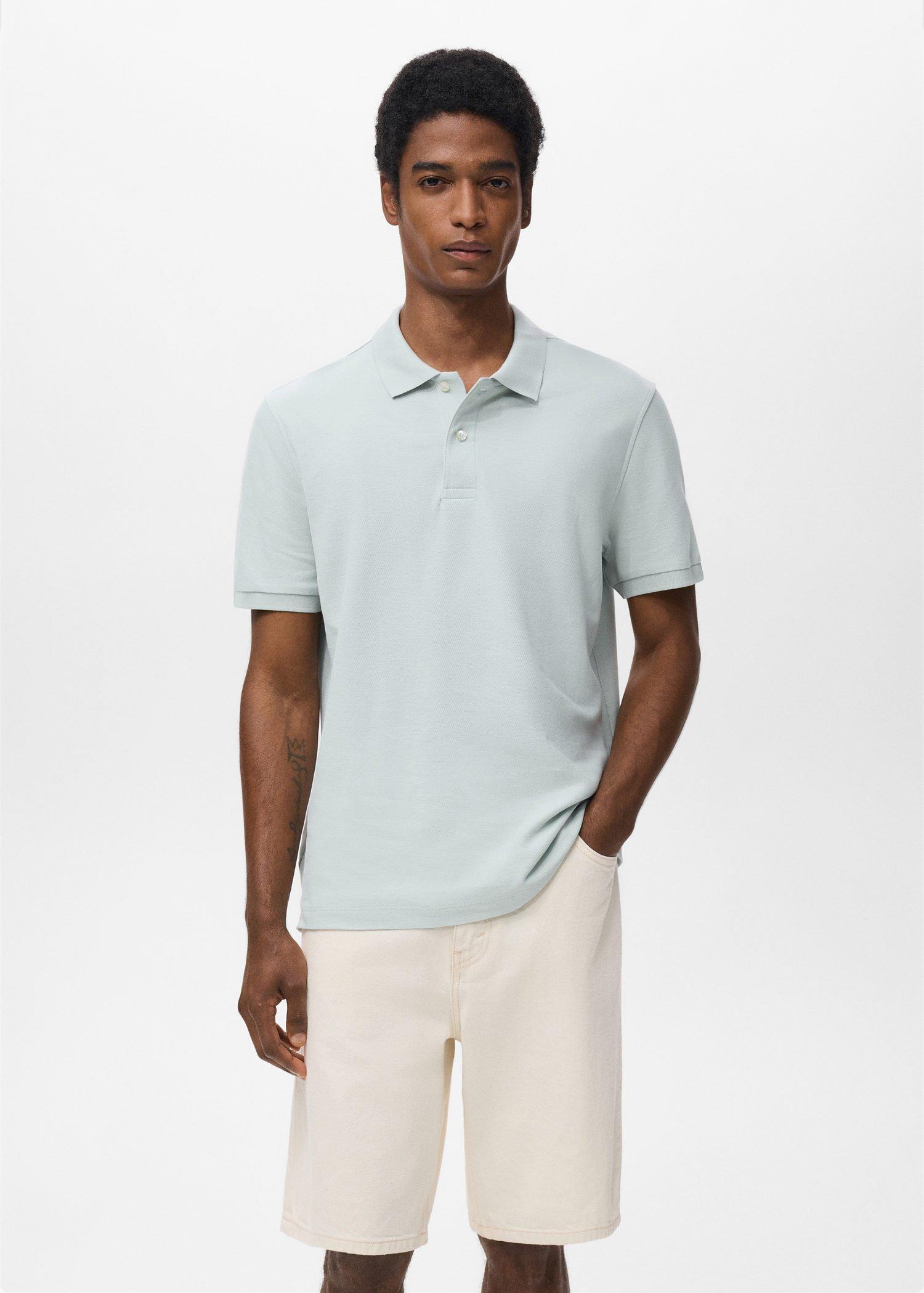 Blue Regular-Fit Cotton Pique Polo Shirt, , large image number 0