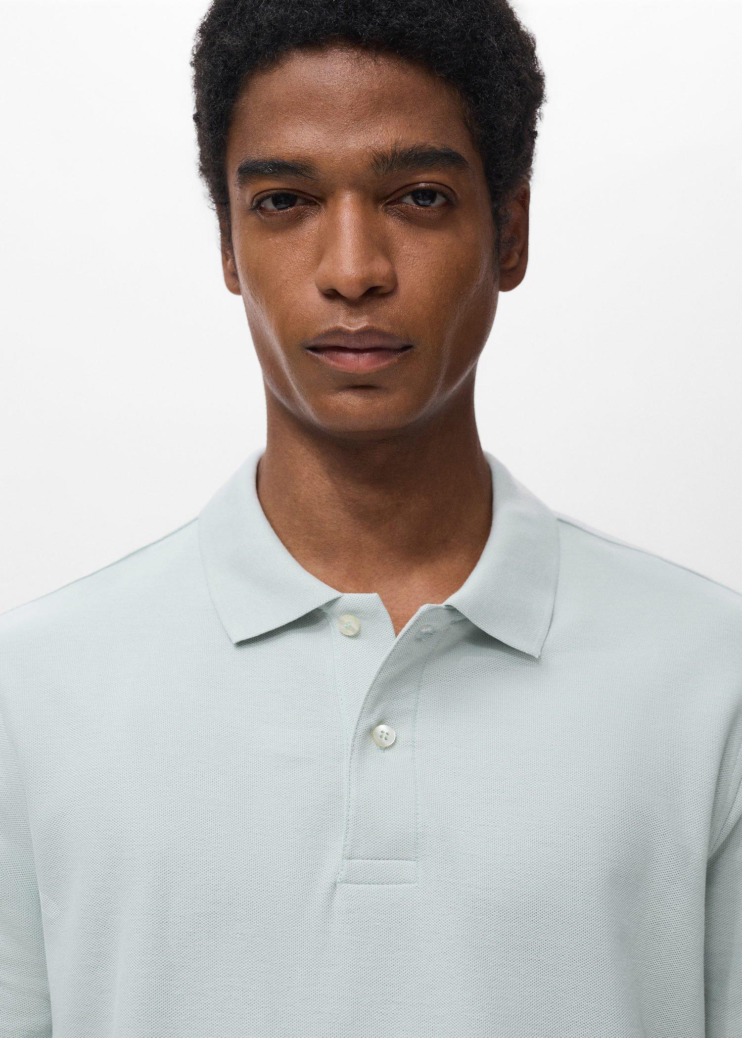 Blue Regular-Fit Cotton Pique Polo Shirt, , large image number 1