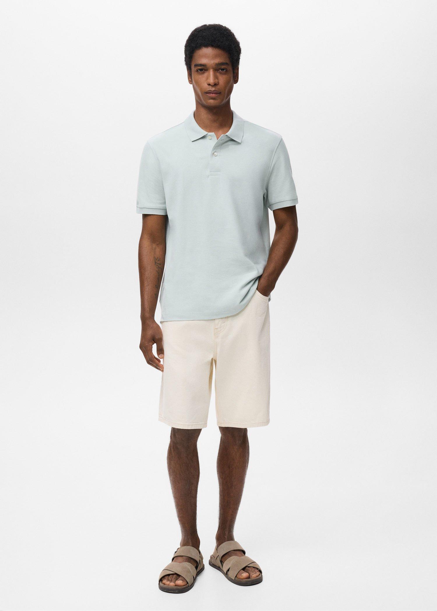 Blue Regular-Fit Cotton Pique Polo Shirt, , large image number 2