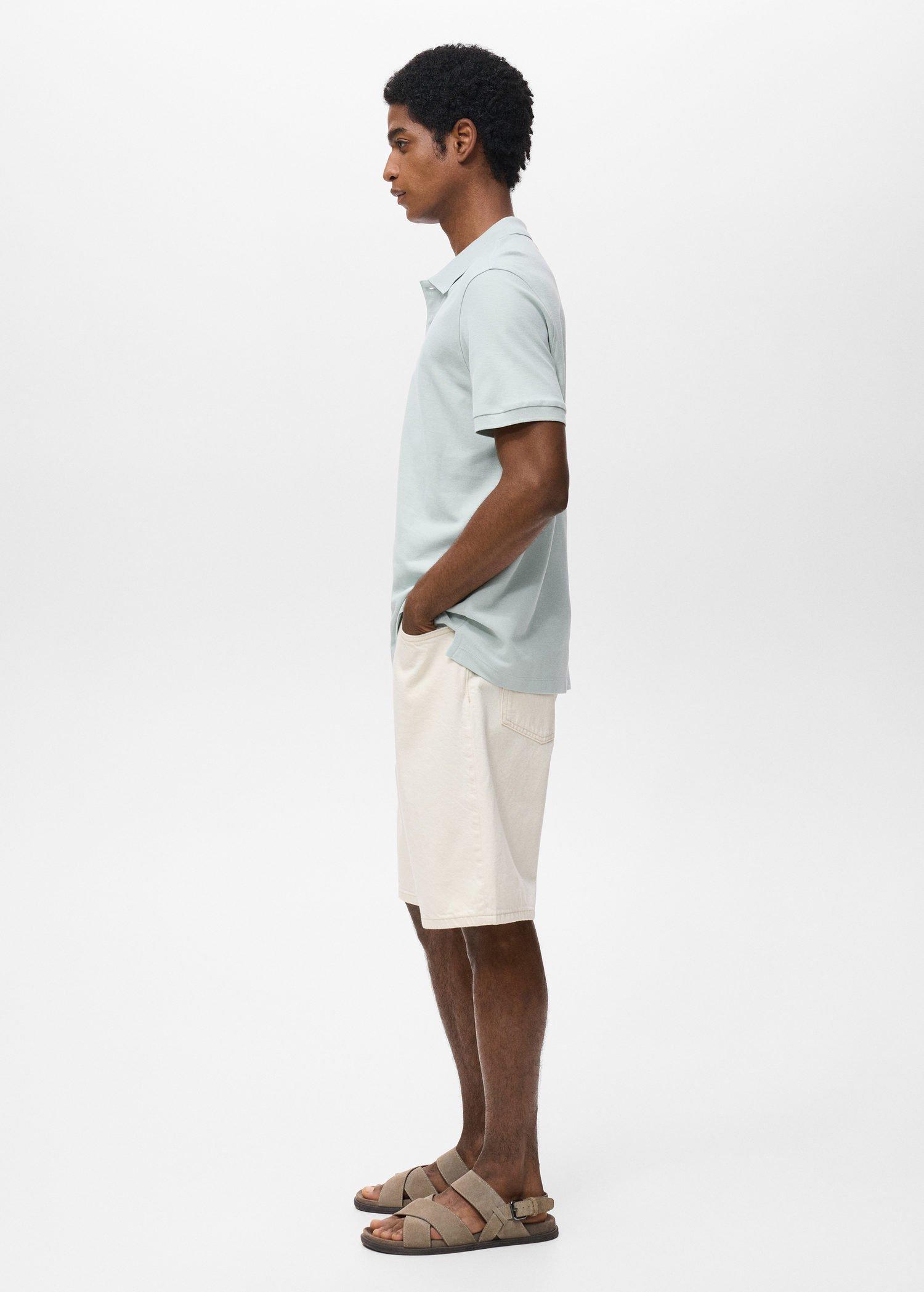 Blue Regular-Fit Cotton Pique Polo Shirt, , large image number 4