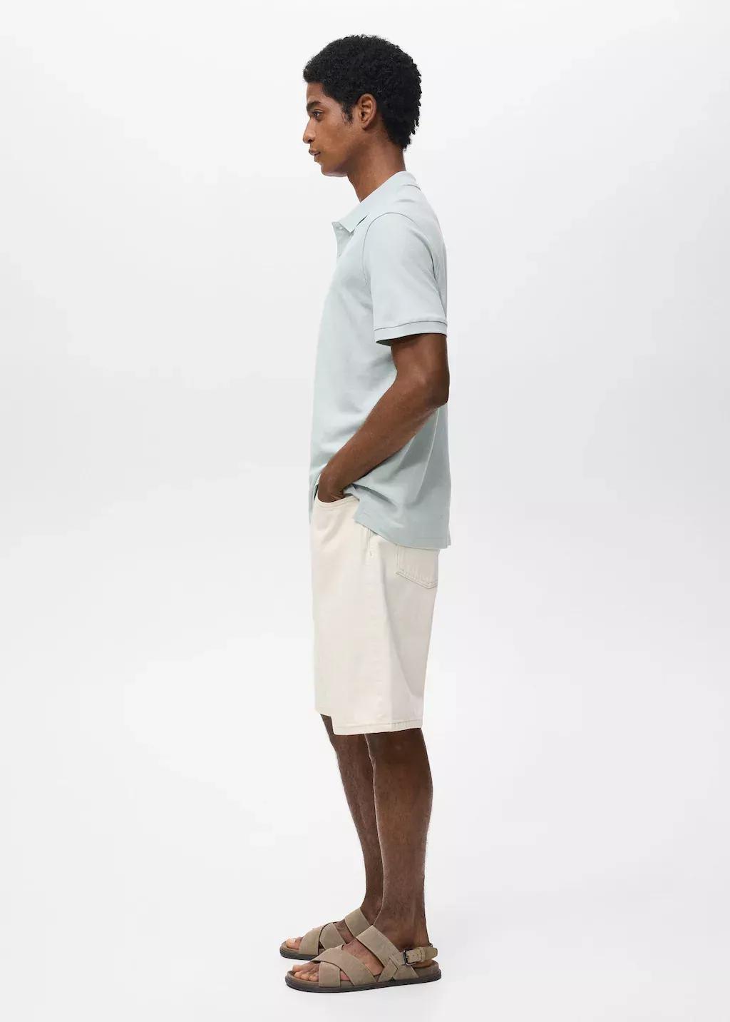 Blue Regular-Fit Cotton Pique Polo Shirt, Light-Pastel Blue, large image number 5
