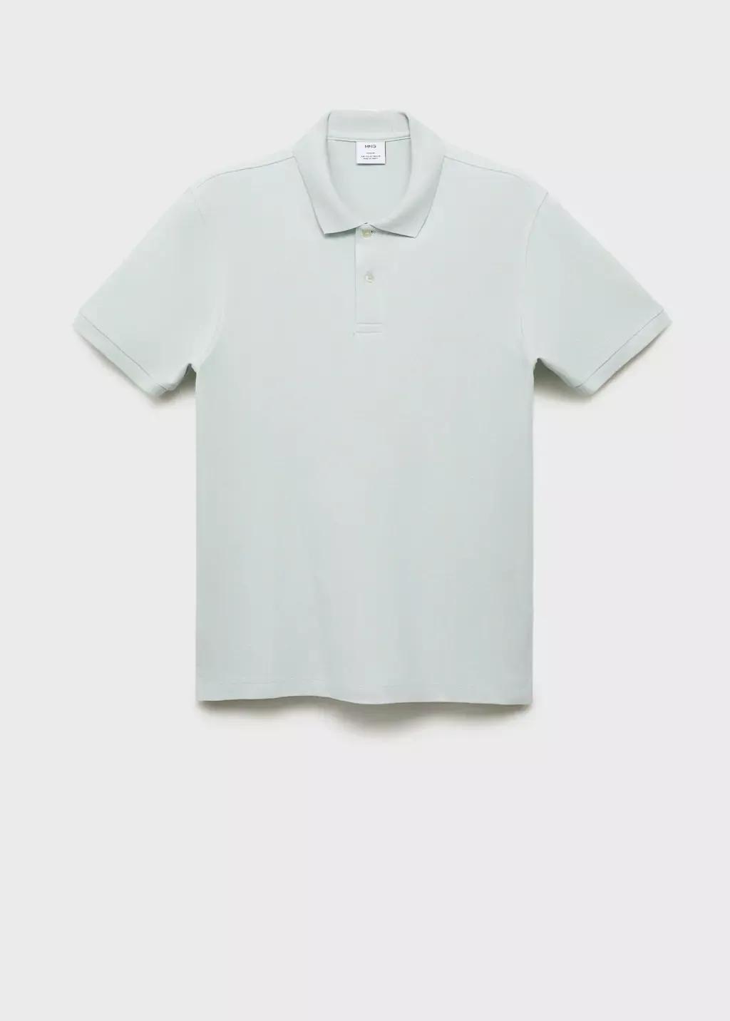 Blue Regular-Fit Cotton Pique Polo Shirt, Light-Pastel Blue, large image number 7