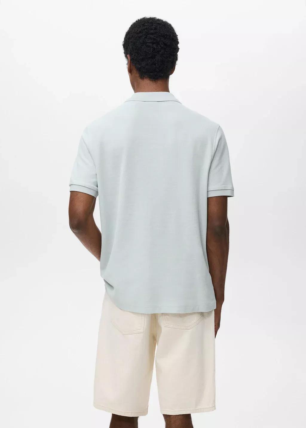 Blue Regular-Fit Cotton Pique Polo Shirt, Light-Pastel Blue, large image number 10