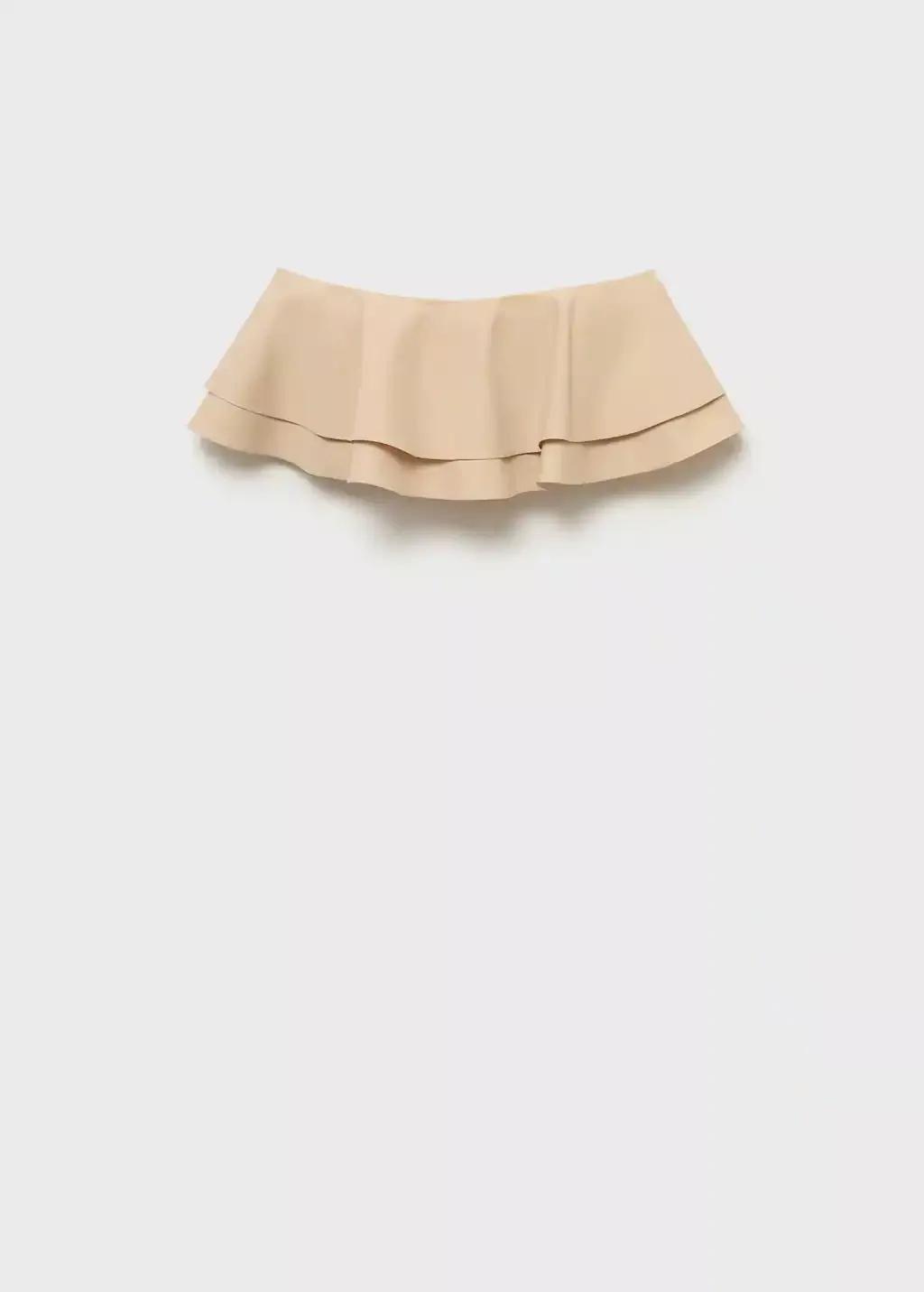 Beige Strapless Top With Ruffles, , large image number 3