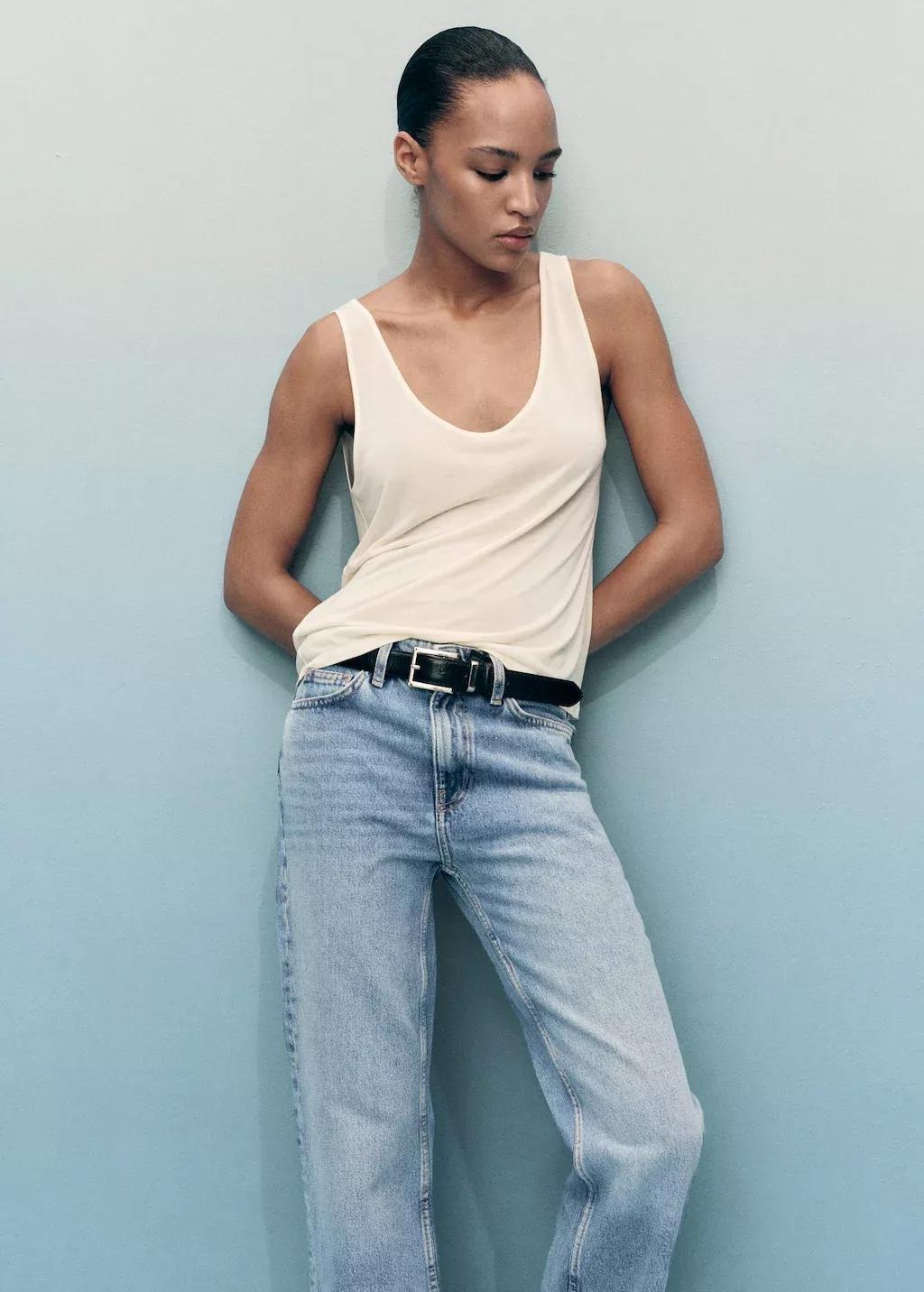 Blue Matilda Medium-Rise Straight-Fit Jeans, , large image number 1