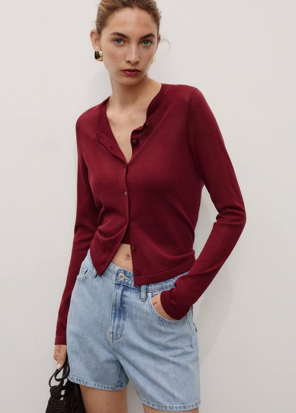 OPEN BLUE High-waisted straight-fit denim shorts, Open Blue, medium