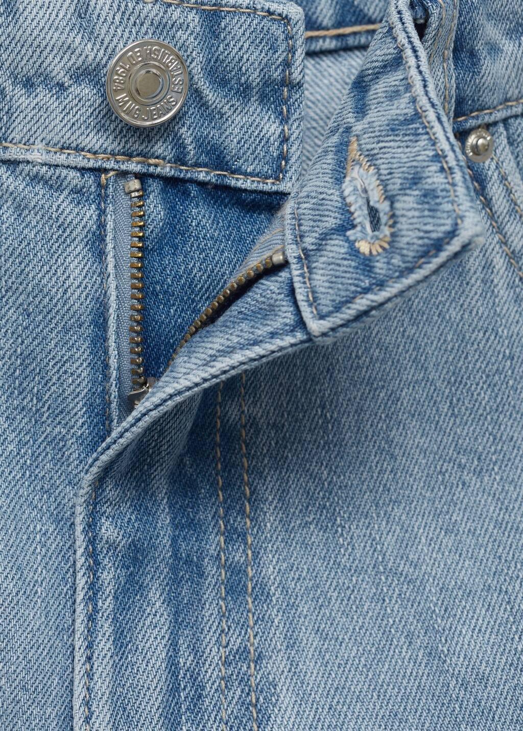 Blue High-Waisted Straight-Fit Denim Shorts, , large image number 2