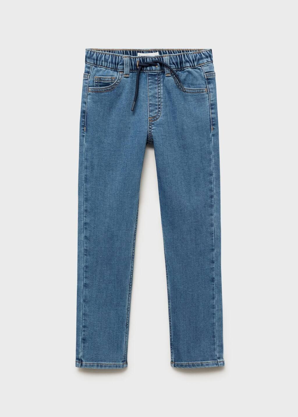 Blue Comfy Jeans With Drawstring, Kids Boys, Open Blue, medium