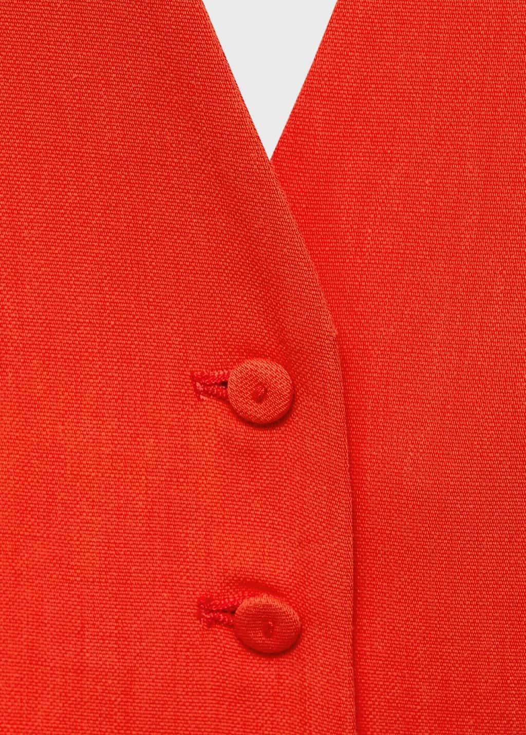 Orange Halter-Neck Peplum Waistcoat, Bright Red, large image number 1