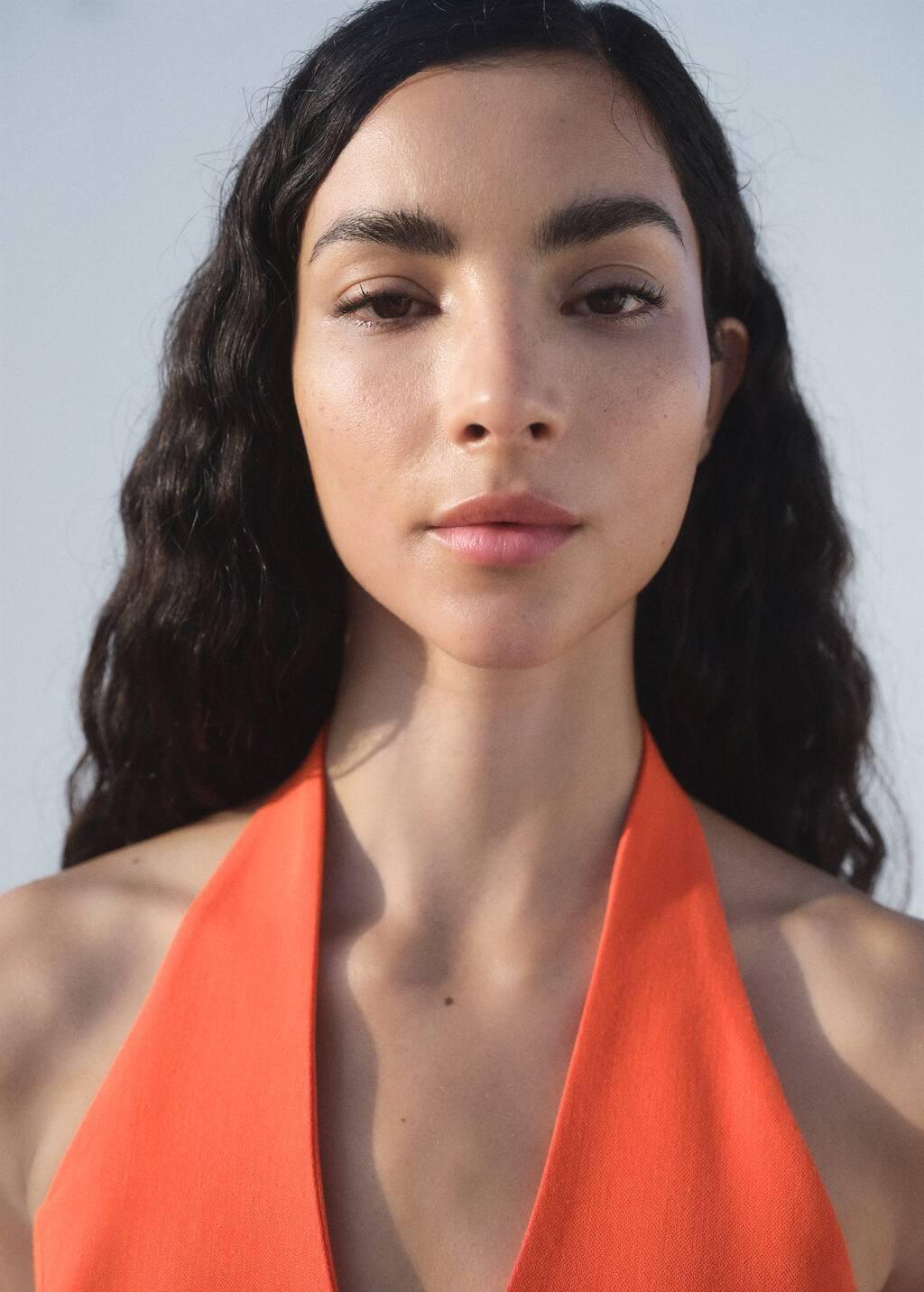 Orange Halter-Neck Peplum Waistcoat, 0201_87, large image number 2