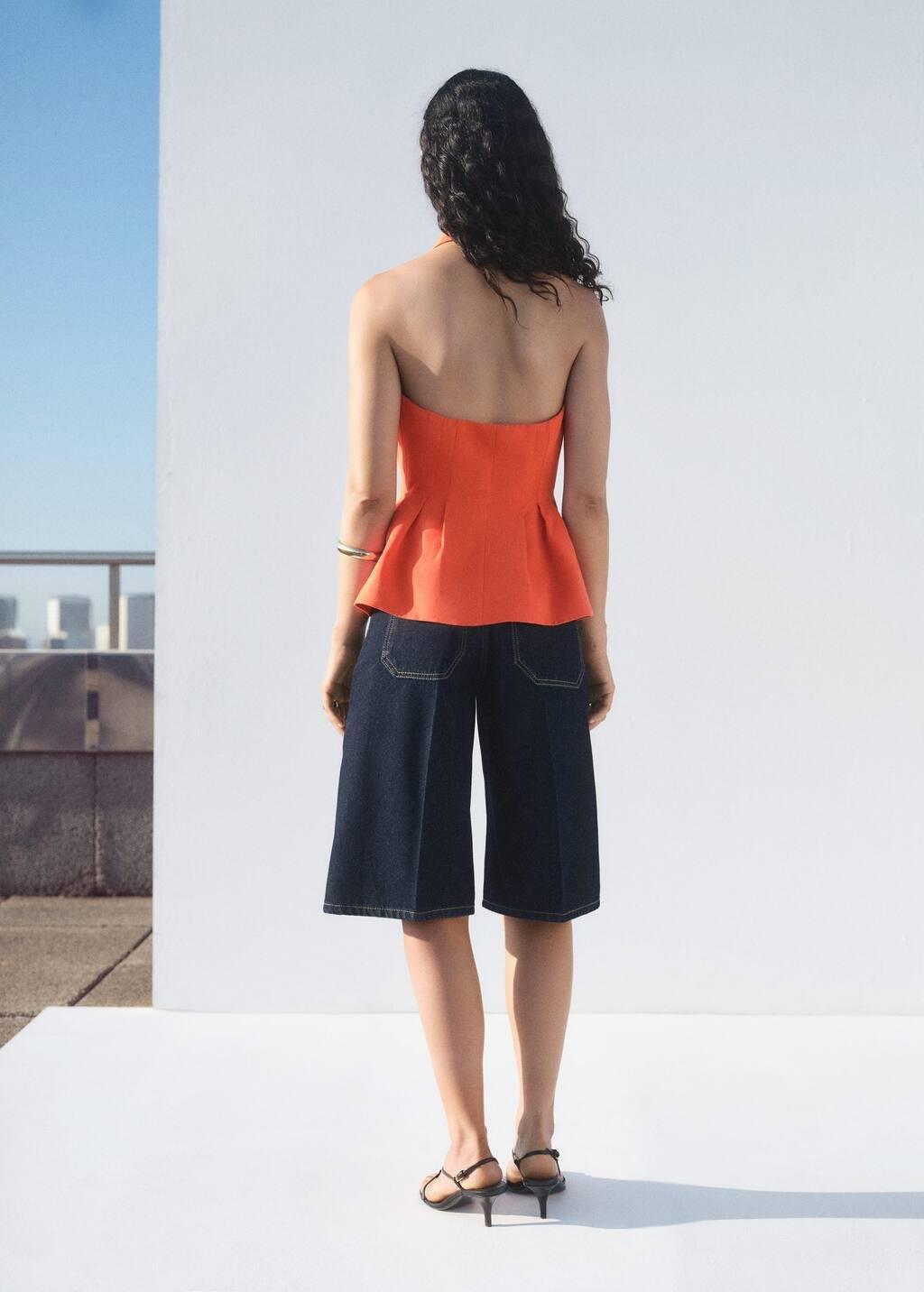 Orange Halter-Neck Peplum Waistcoat, 0201_87, large image number 5