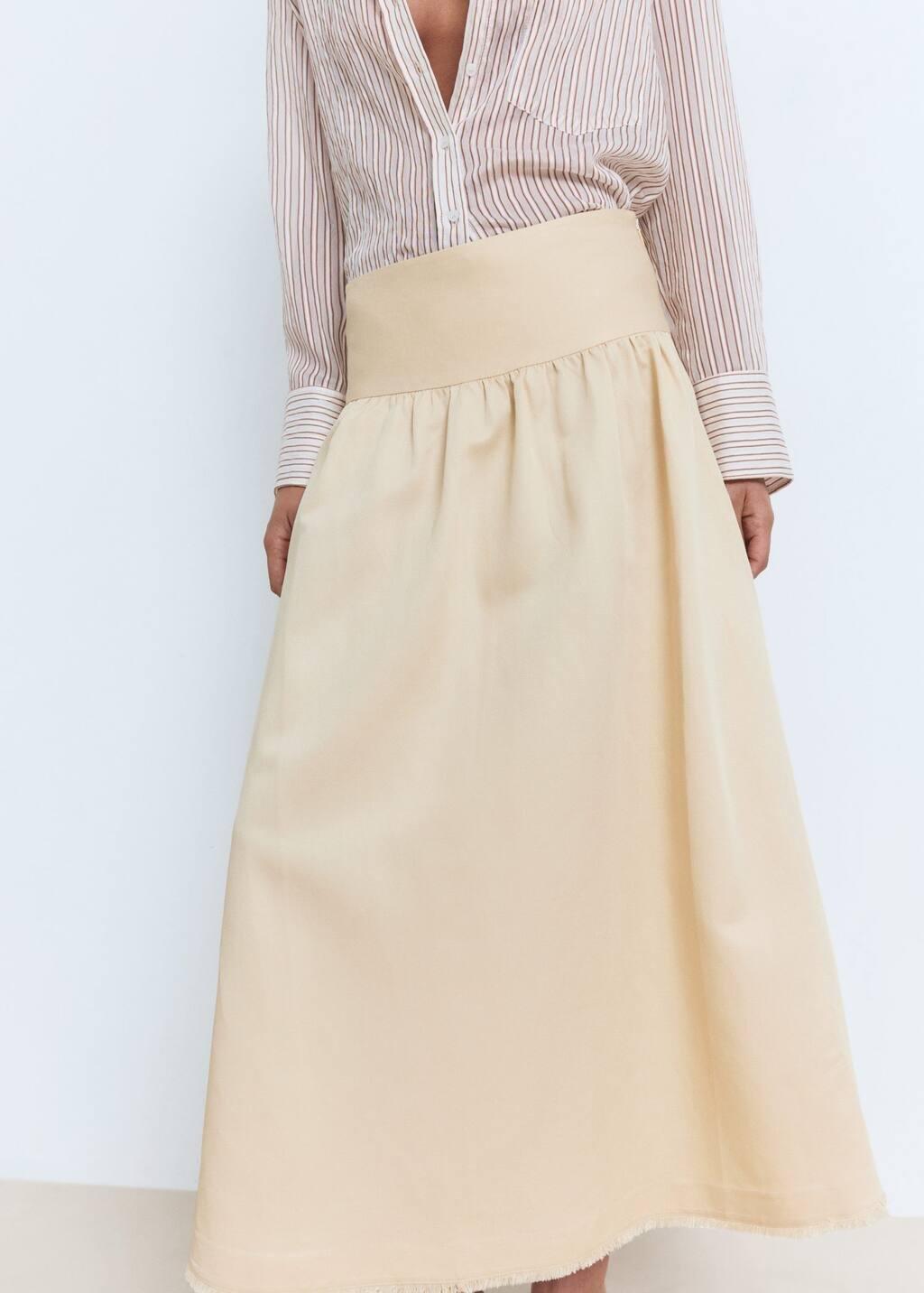 YELLOW Midi-skirt with frayed ends, Yellow, large image number 5