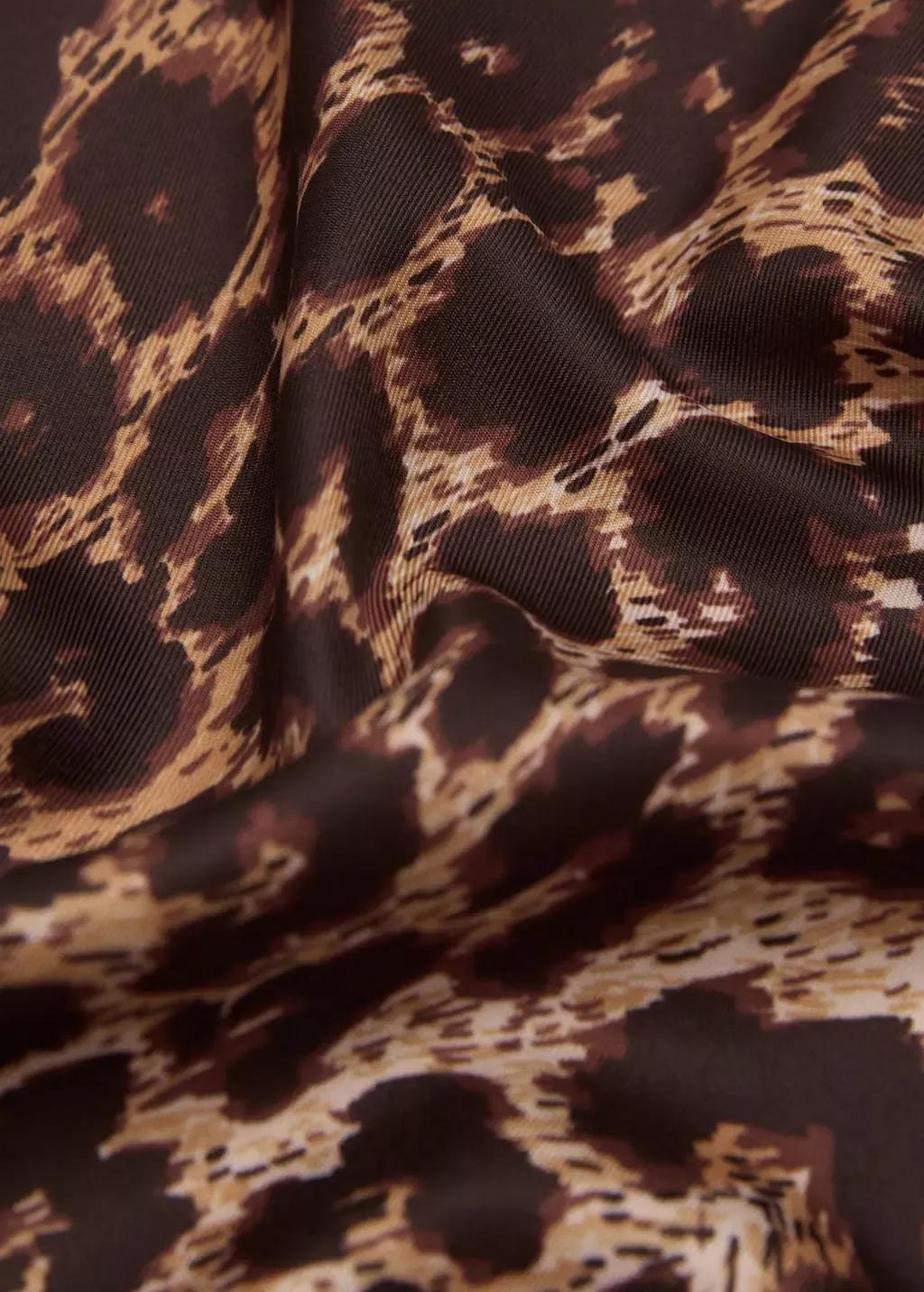 Brown Animal-Print Satin Scarf, 0201_30, large image number 1