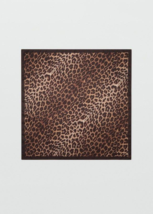 Brown Animal-Print Satin Scarf, 0201_30, large image number 2