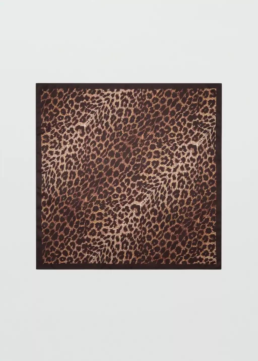 Brown Animal-Print Satin Scarf, 0201_30, large image number 5