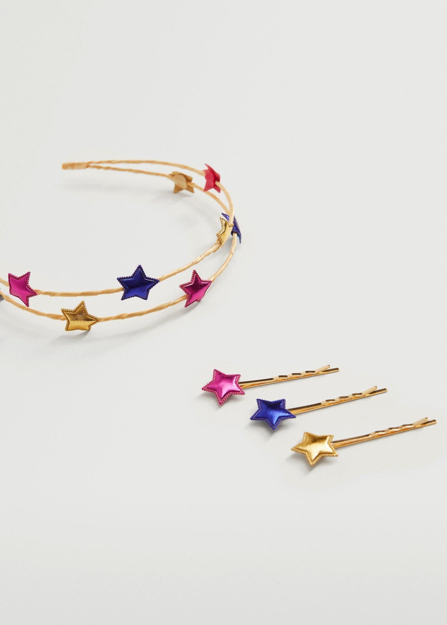 Gold 3 Pack Star Hairclip, Kids Girl, , large image number 0