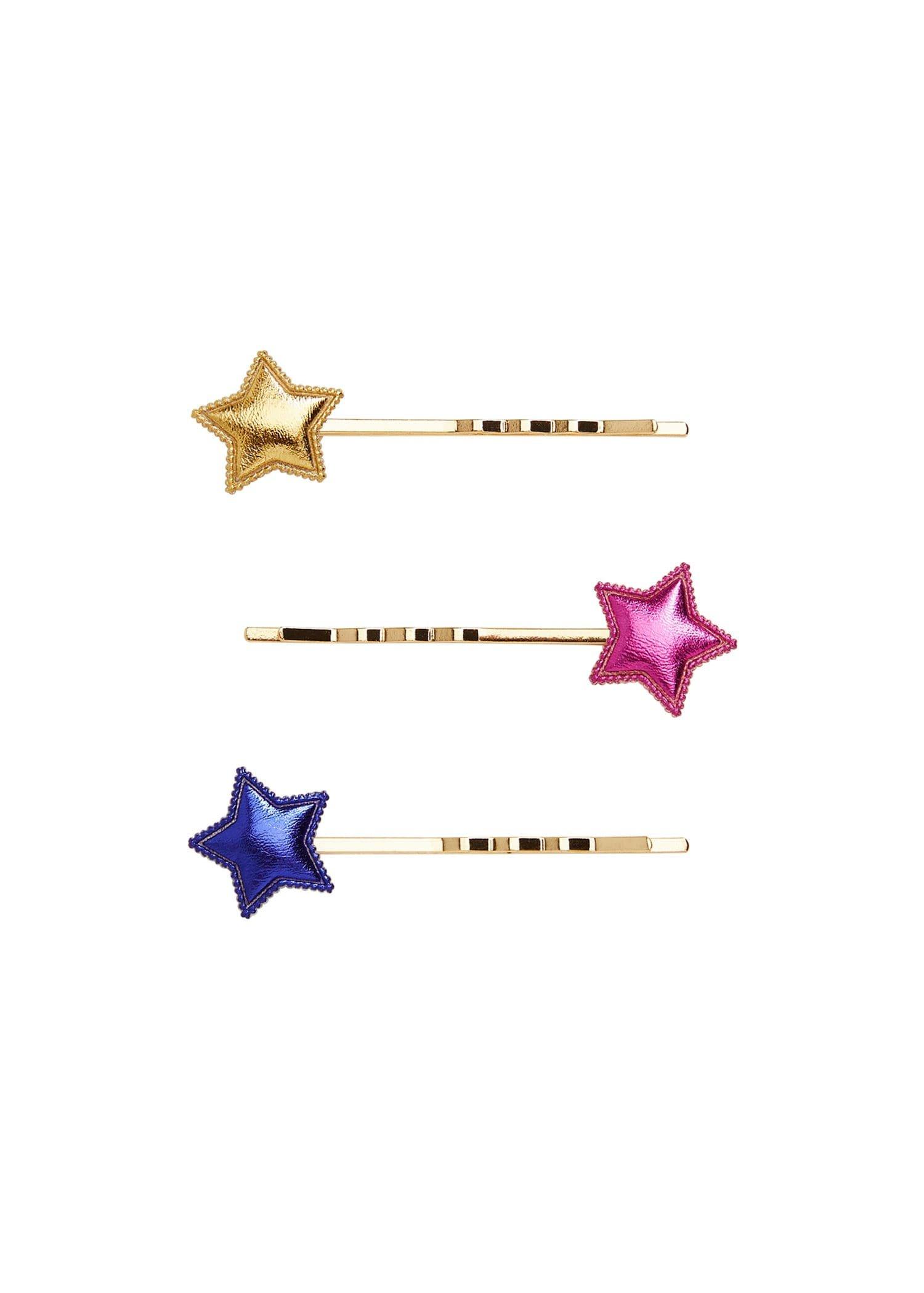 Gold 3 Pack Star Hairclip, Kids Girl, , large image number 1