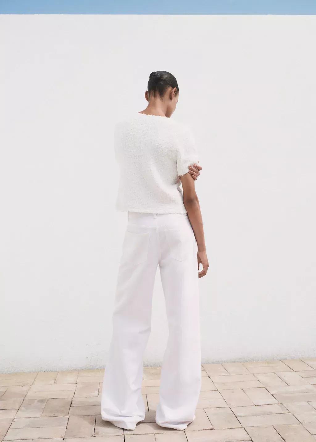 WHITE Short-sleeved bouclé cardigan, 0201_01, large image number 6