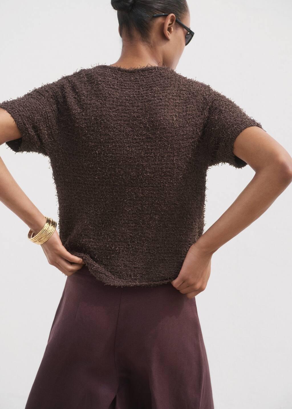 DARK BROWN Short-sleeved boucl&eacute; cardigan, Dark Brown, large image number 9