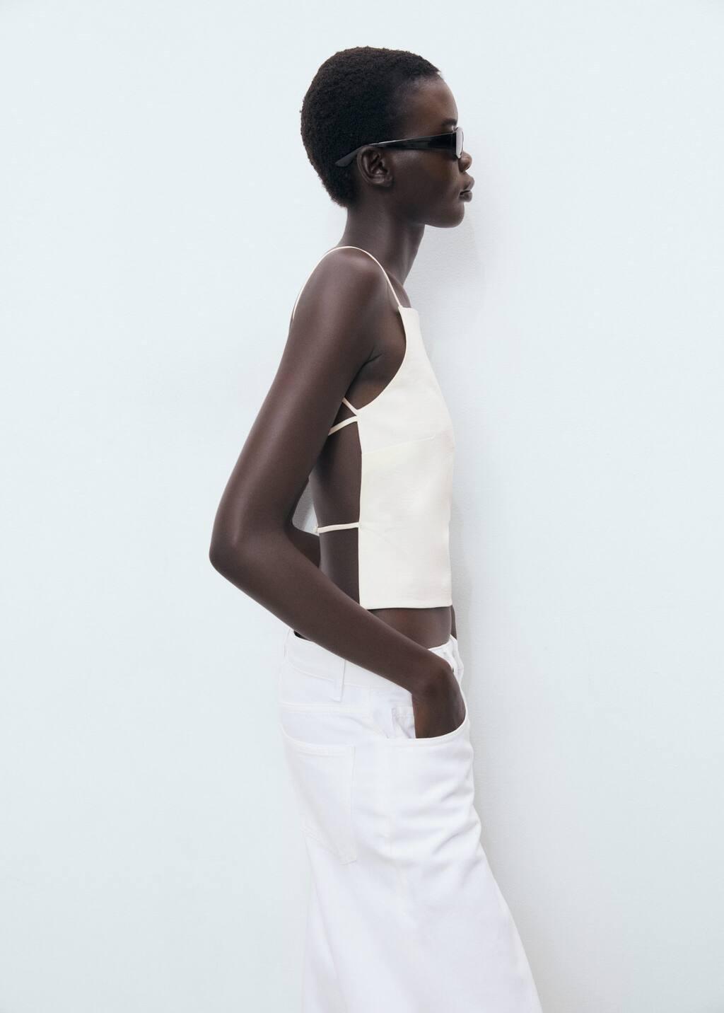 Beige Open-Back Top, Light Beige, large image number 2