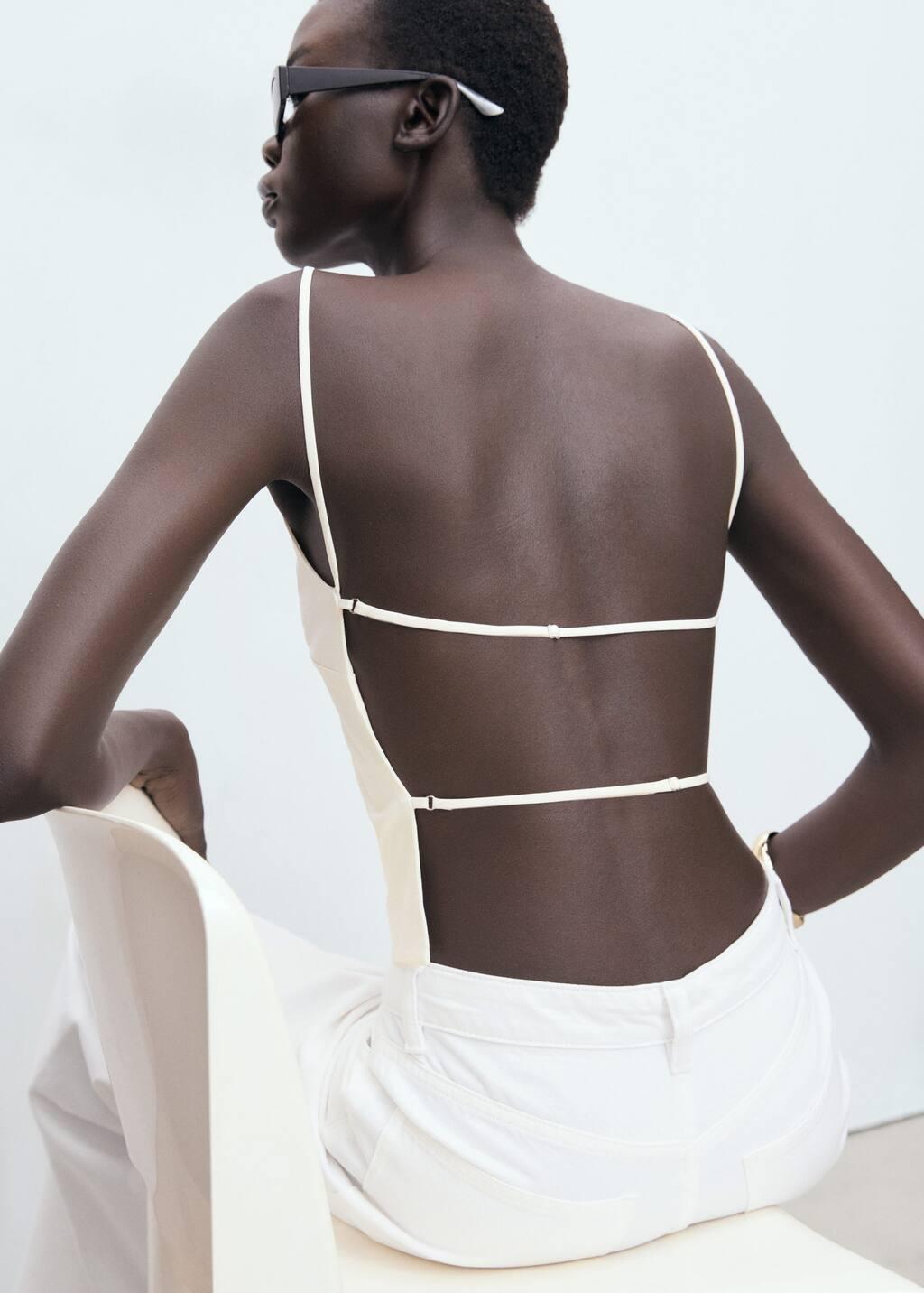 Beige Open-Back Top, Light Beige, large image number 5