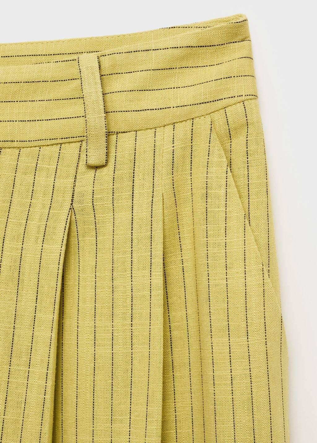 Yellow Striped Straight Suit Trousers, Bright Yellow, large image number 4