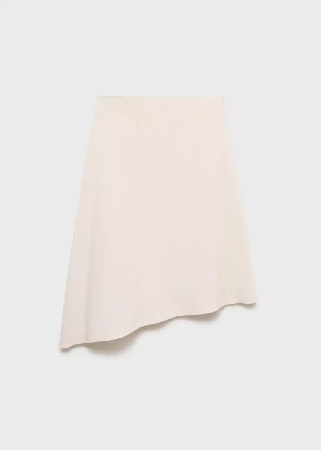 Beige Asymmetrical Cotton Midi-Skirt, , large image number 0