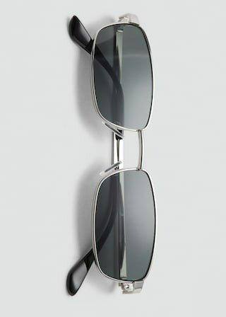 Silver Rectangular Metal Frame Sunglasses, 0201_PL, large image number 4
