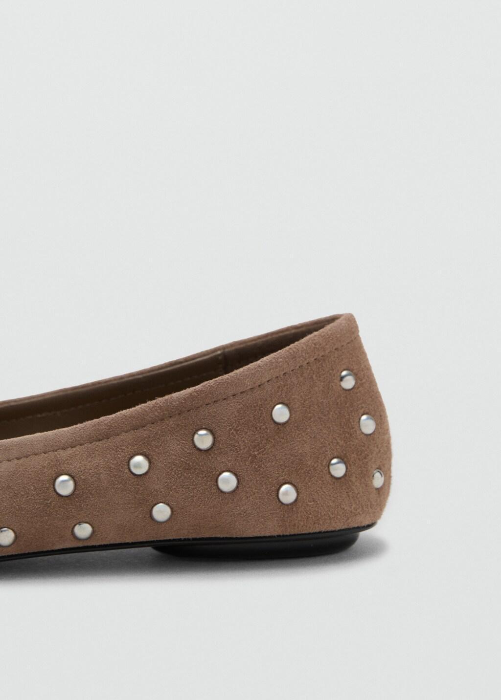Brown Lt Pastel Studded Leather Ballet Flats, , large image number 1