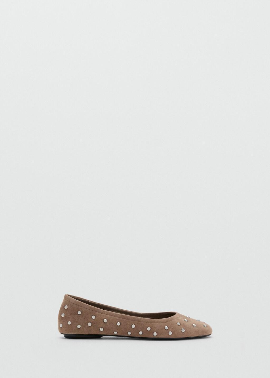 Brown Lt Pastel Studded Leather Ballet Flats, , large image number 5