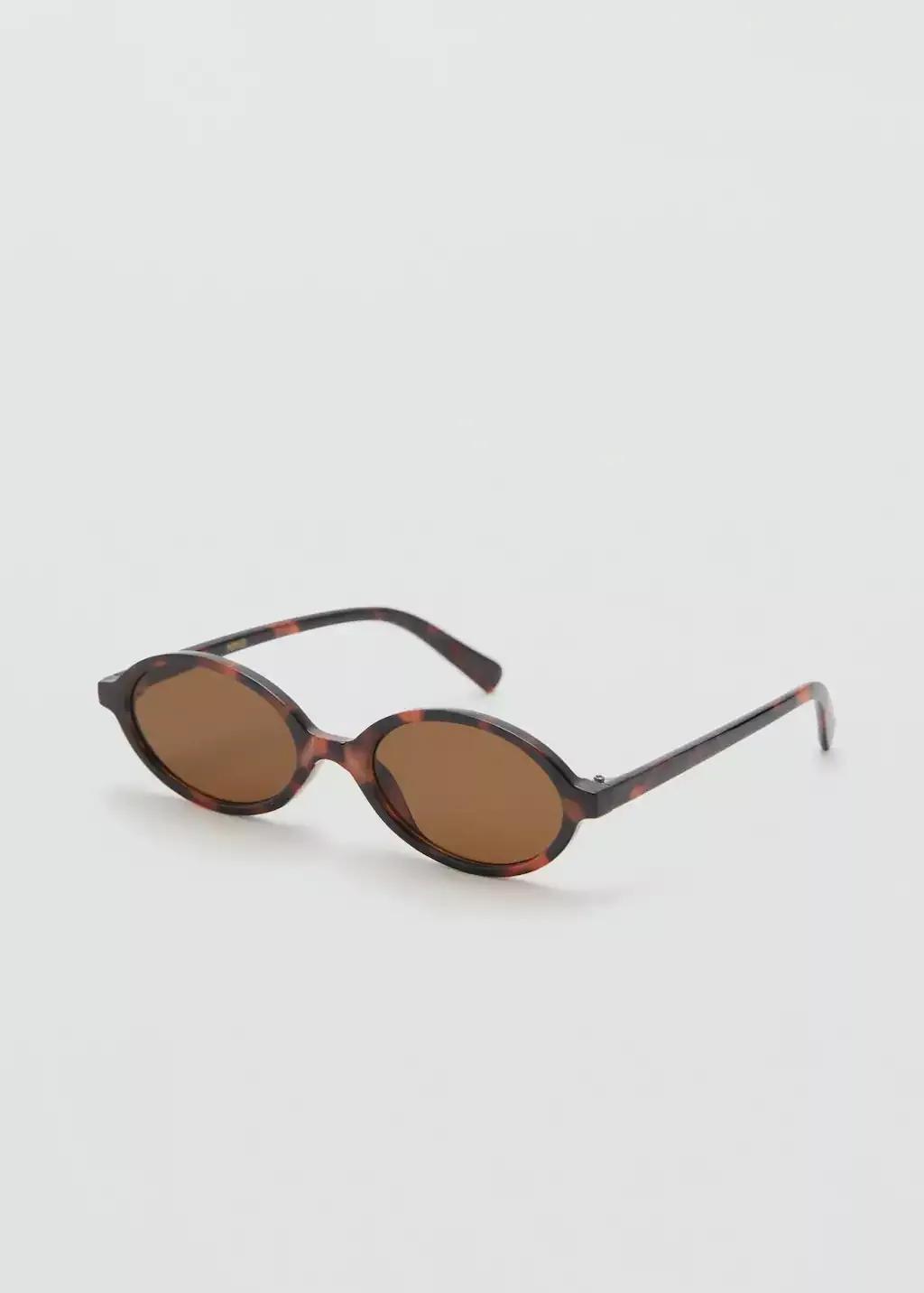 Brown Thin-Frame Sunglasses, Dark Brown, large image number 1