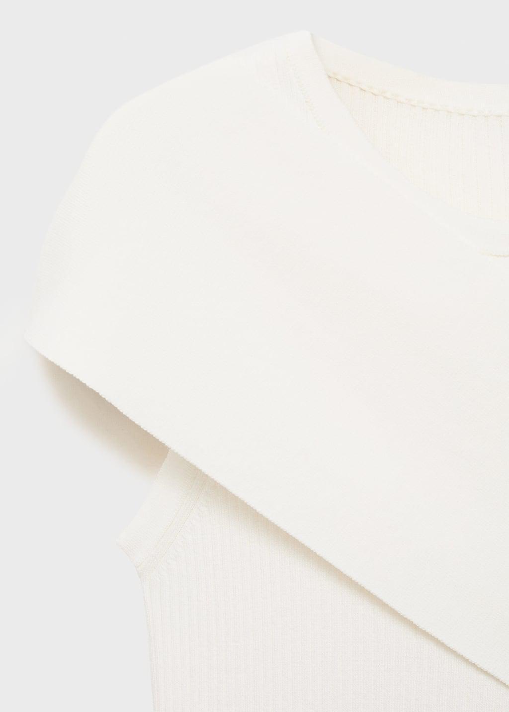 WHITE Ribbed dress with asymmetrical sleeves, , large image number 7