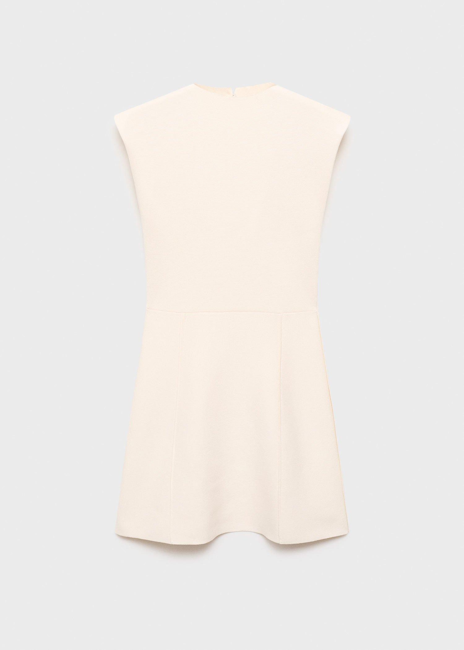 Beige Flared Knit Dress With Perkins Collar, , large image number 3