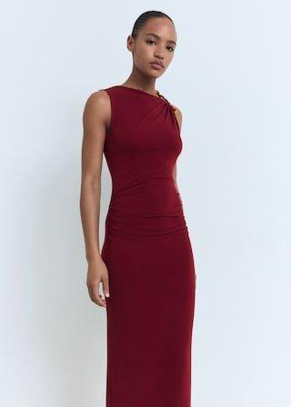 Red Midi-Dress With Jewel Detail, , large image number 0