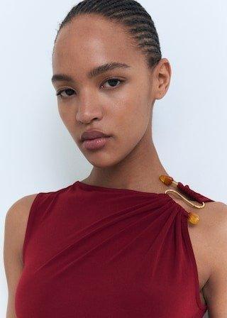 Red Midi-Dress With Jewel Detail, , large image number 2