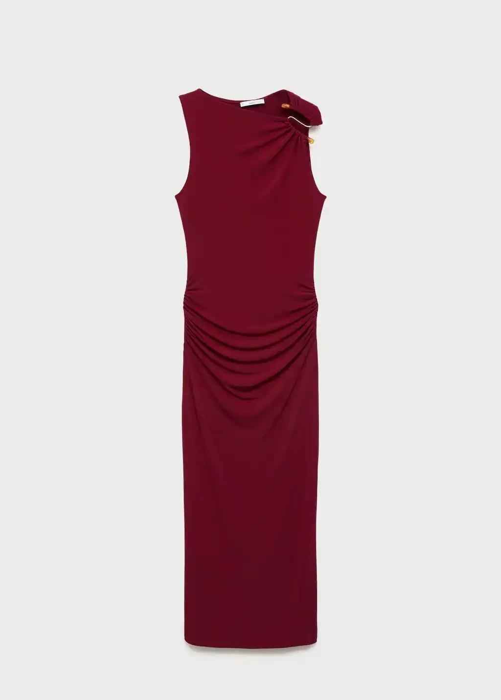 Red Midi-Dress With Jewel Detail, Dark Red, large image number 7