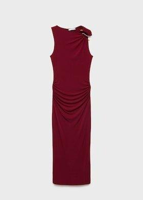 Red Midi-Dress With Jewel Detail, , large image number 10