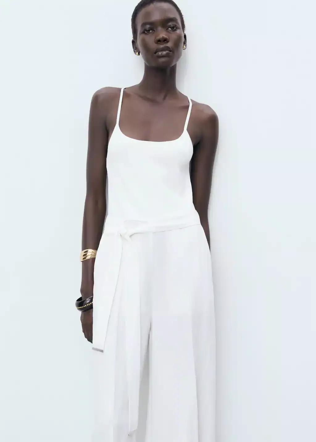 White Jumpsuit with belt, , large image number 0