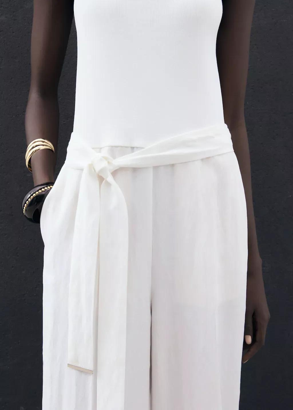 White Jumpsuit with belt, Natural White, large image number 4